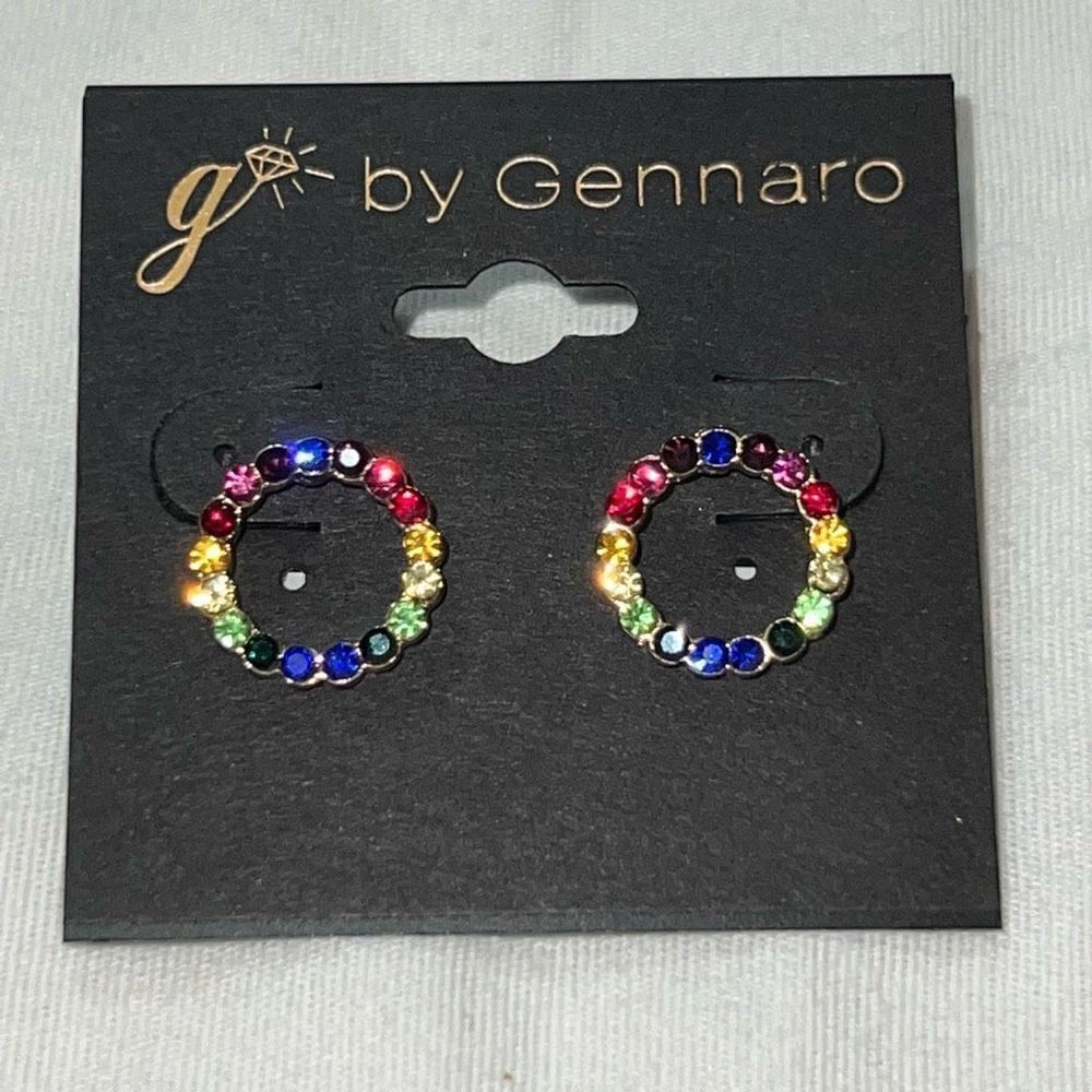 G by Gennaro Rainbow Rhinestone‎ Circle Stud Earrings
